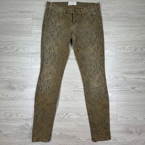 Current Elliott Women's Ankle Skinny Jeans Oregano Snake Print Size 25 Low Rise